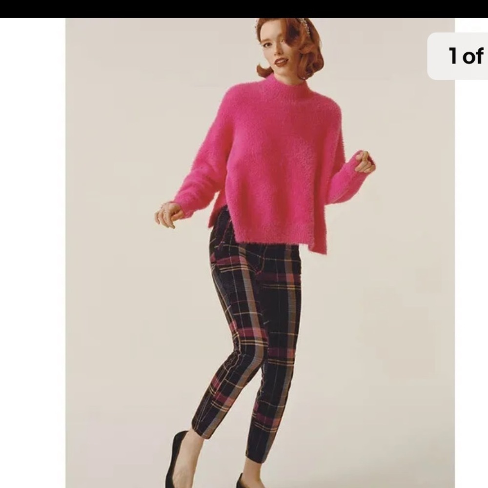 50%offw❤️ Anthropologie Alicia Plaid Moto Corduroy Pants 25 25x28 #67